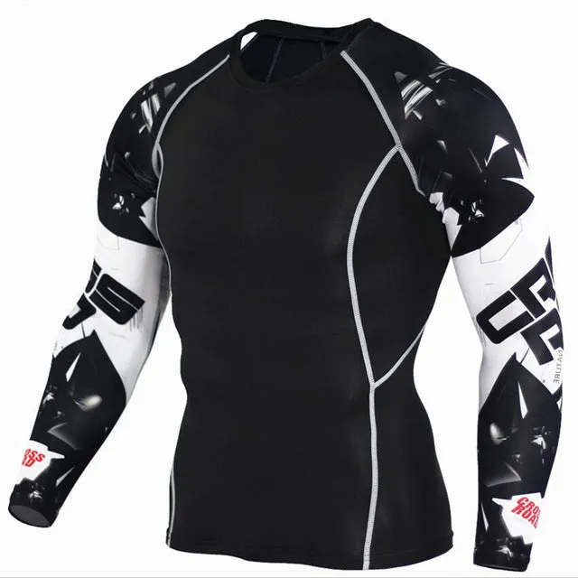 MMA Crossfit Printed Compression Long Sleeve Shirt