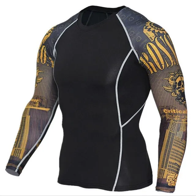 MMA Crossfit Printed Compression Long Sleeve Shirt