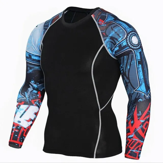 MMA Crossfit Printed Compression Long Sleeve Shirt