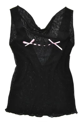 PATTY Black Net Bow Top