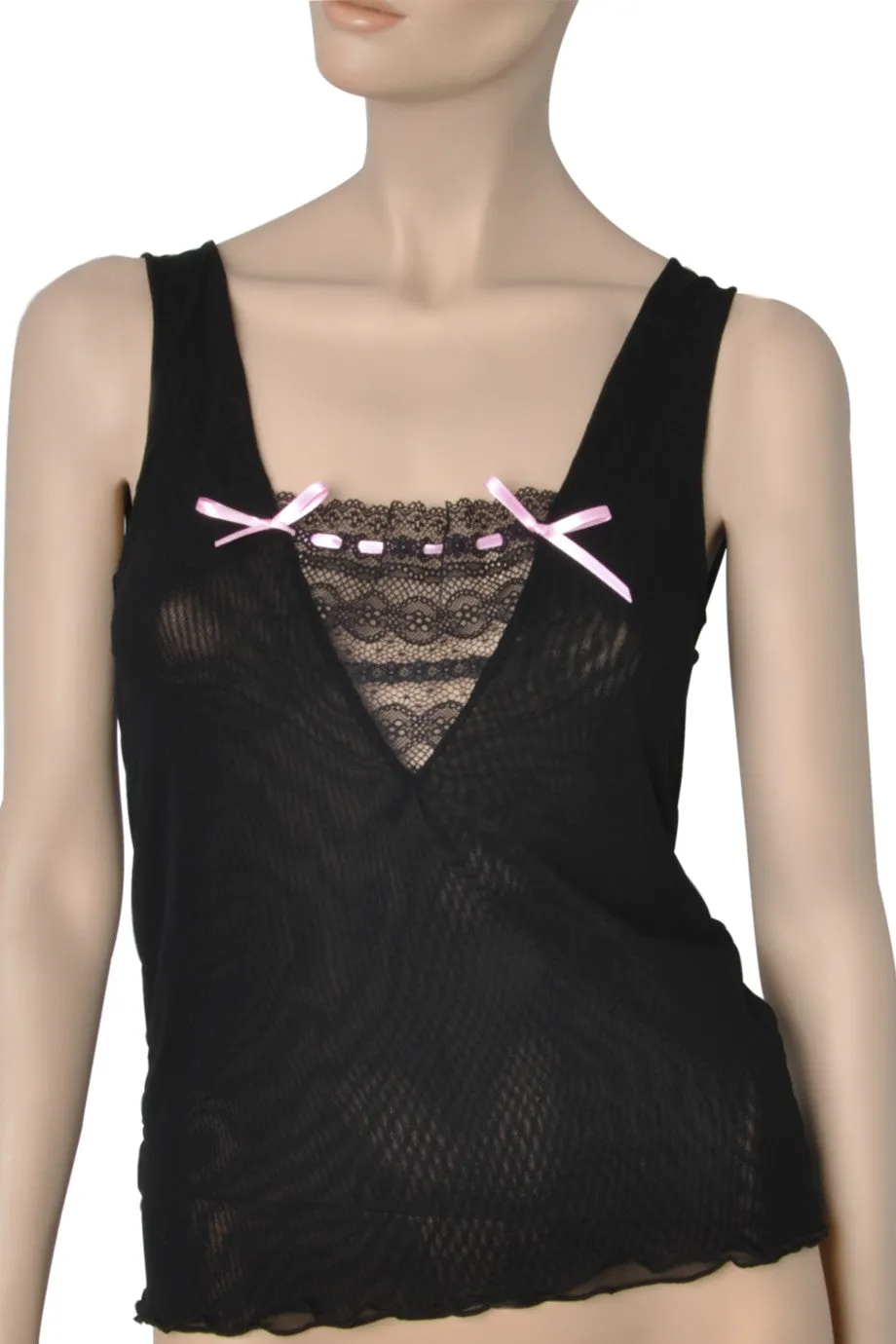 PATTY Black Net Bow Top