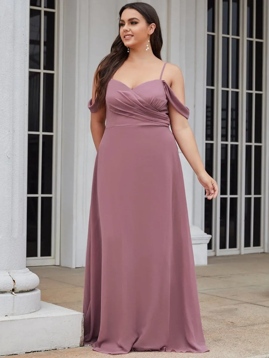 Plus Size V-Neck Cold Shoulder Bridesmaid Dress