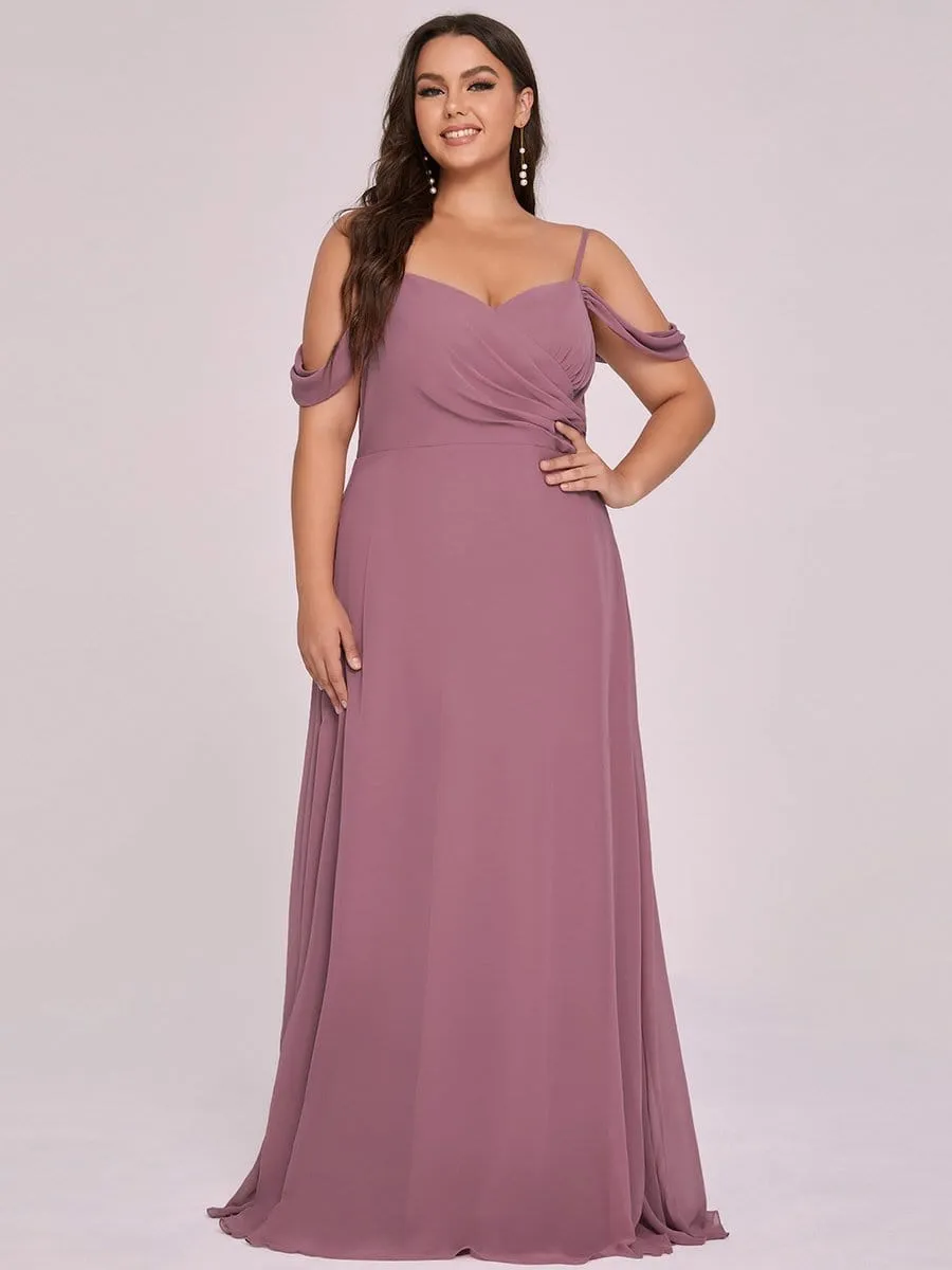 Plus Size V-Neck Cold Shoulder Bridesmaid Dress