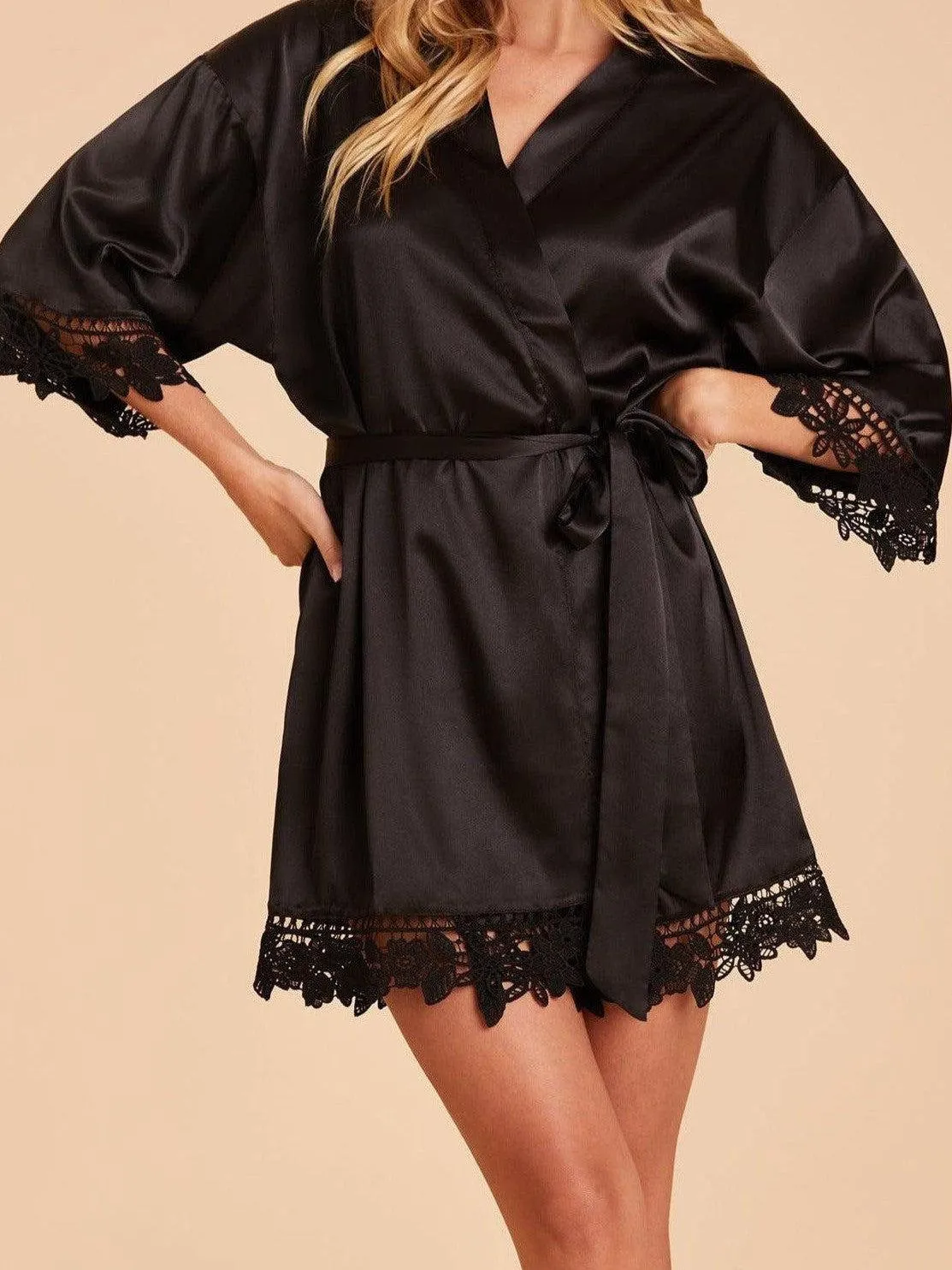 Signature Satin Robe - Black