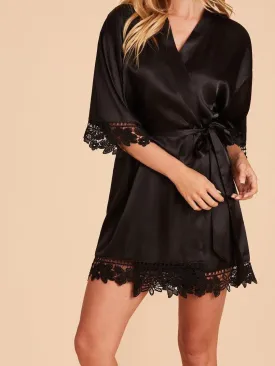 Signature Satin Robe - Black