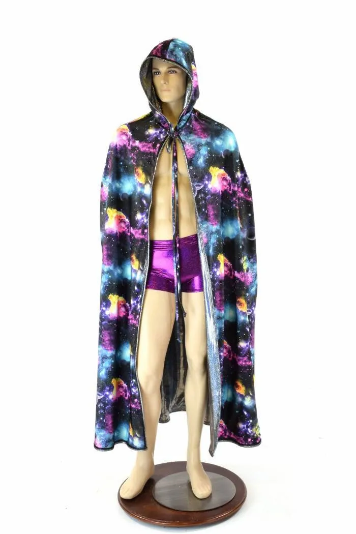 Silver & Galaxy Reversible Hooded Cape