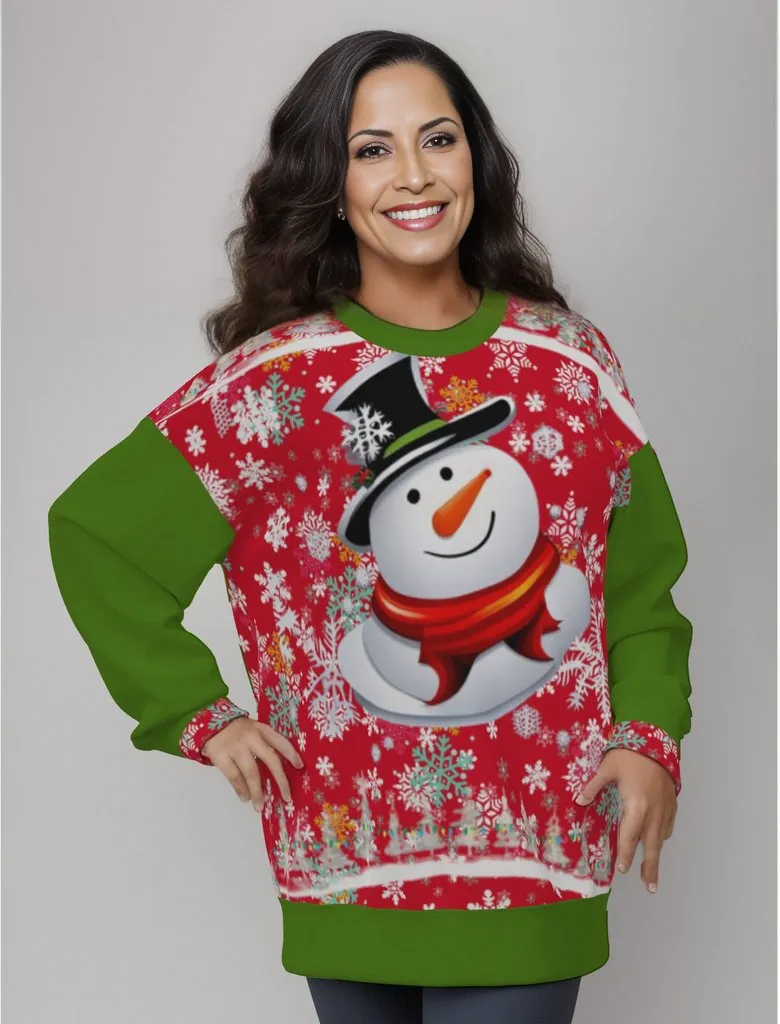 Snow Man's Delight Women's Casual Christmas Sweatshirt