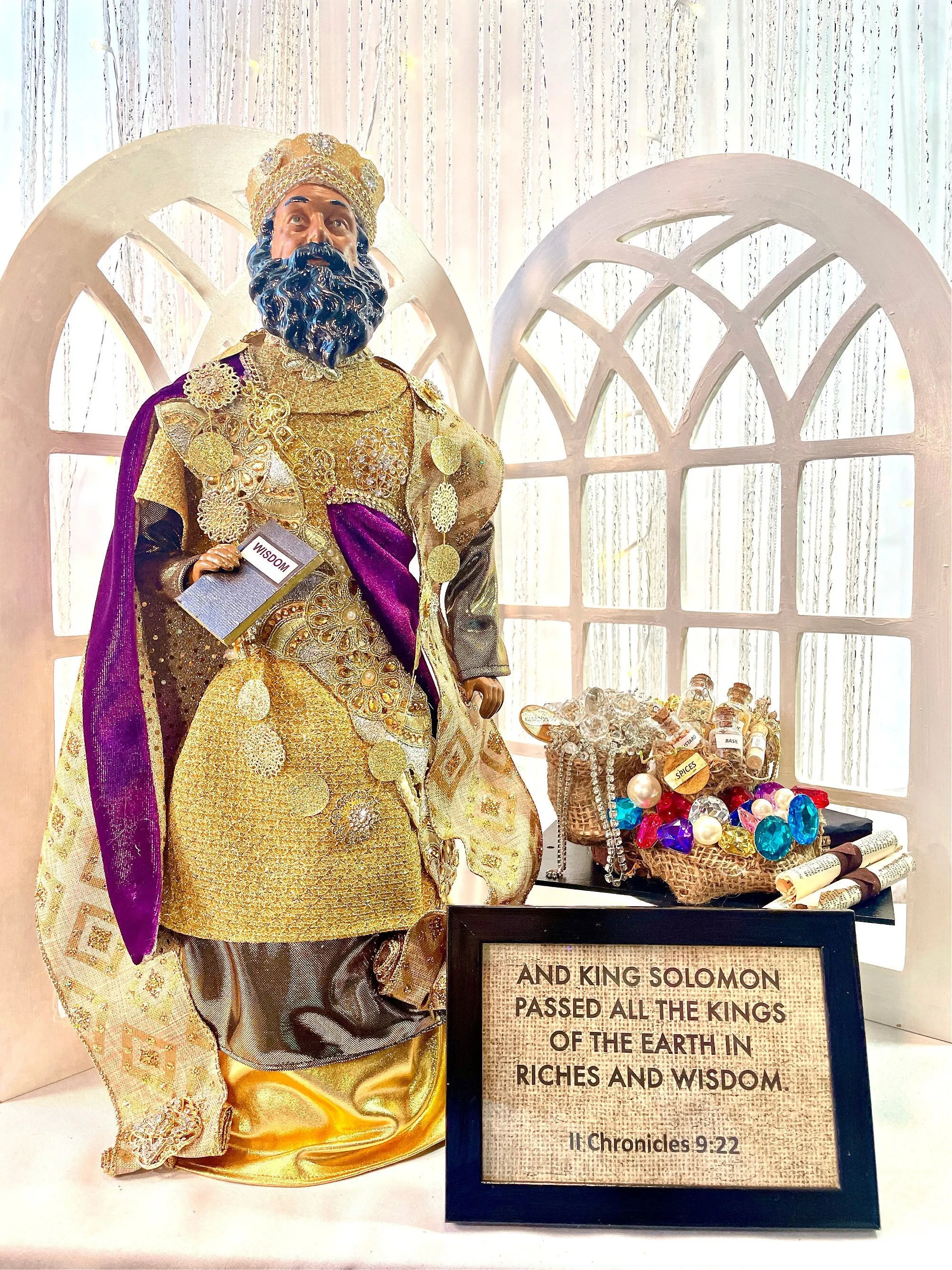 SOLD - Gift For Minister, King Solomon Art Doll, 18 inch Inspirational Home Office or Man Cave Decor, Handmade OOAK Bible Character, Gift For Him