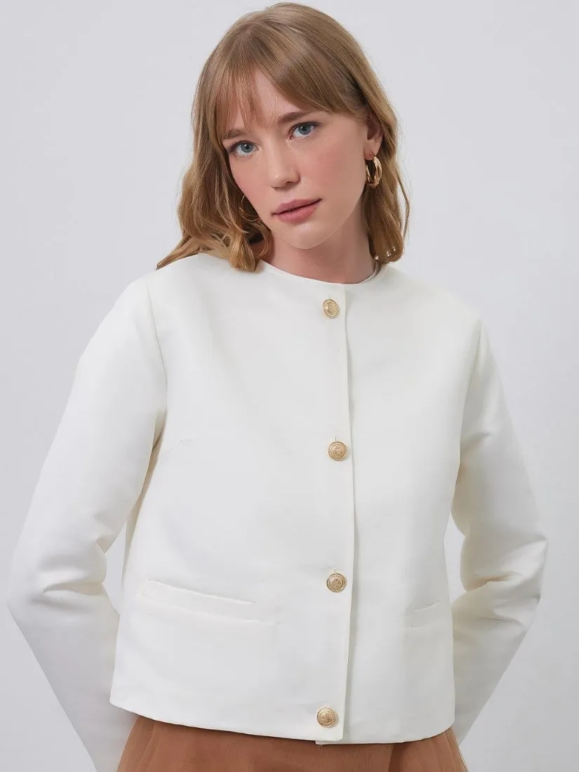 Taffeta Mini Jacket Ecru