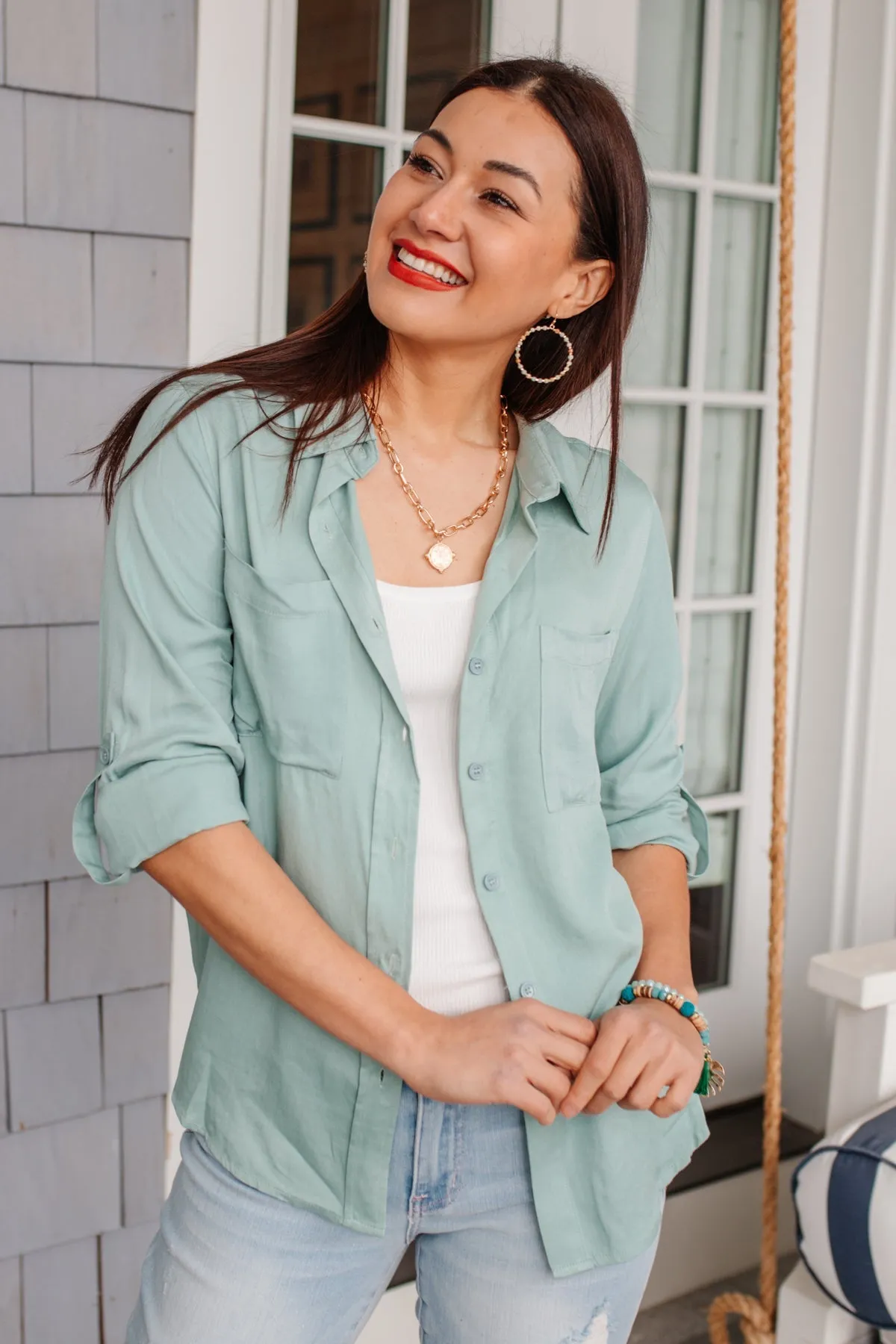 Unwavering Confidence Blouse in Light Blue