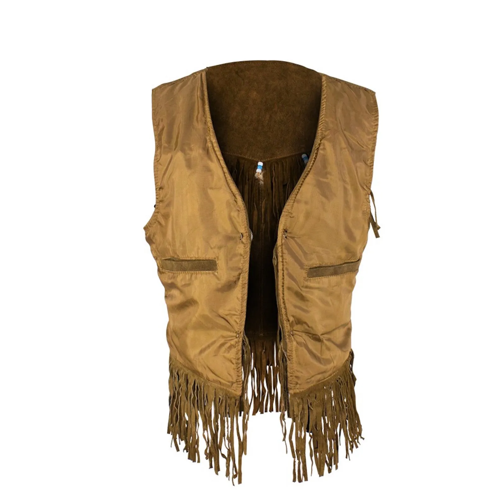 Women's Brown Western Vest with Fringe and Beads