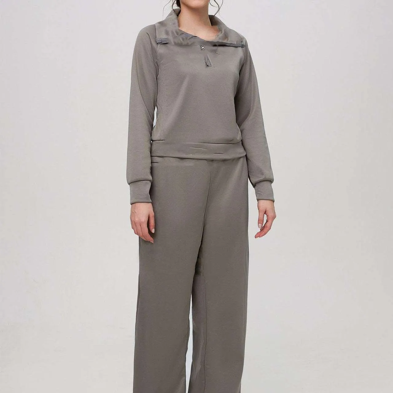 Women's Loose-fit Long Sleeved Sweater and Trousers Outfit Set