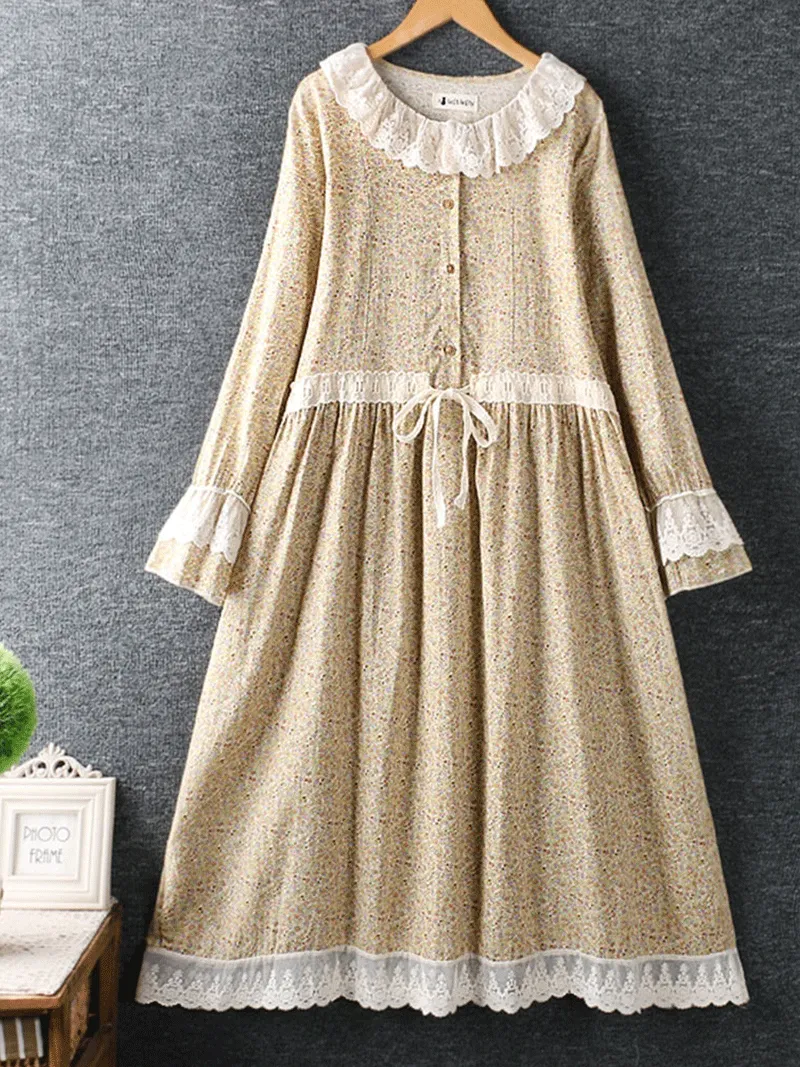 Your Love Is Deep Lace Round Neck Smock Dress